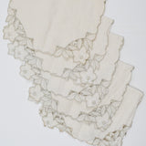 Off-White + Beige Lace Edge Napkins, 10" x 16" - Set of 5