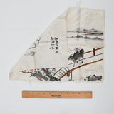 Detailed Musk Ox + Boy Embroidered Silk Panel - 13" x 16"