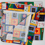 Red, Blue, Yellow + Green Kids' School Illustration Print Fabric - 45" x 54"