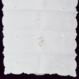 Pastel Floral Embroidered + Applique Table Runner - 14" x 32"