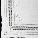 White Lace + Drawn Threadwork Tablecloth - 44" x 44"