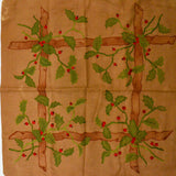 Brown + Green Holly Fence Embroidered Panel - 21" Square