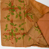Brown + Green Holly Fence Embroidered Panel - 21" Square