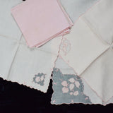 White + Light Pink Floral Embroidered Linens