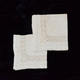 White Drawn Threadwork Handkerchiefs - Set of 2