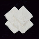 White Monogrammed Cutwork "PM" Napkins - Set of 4