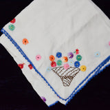 White + Colorful Floral Basket Embroidered Table Runner - 29" x 54"