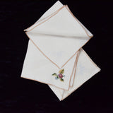 White Floral Motif Napkins, Stamped for Crewel Embroidery - One Complete