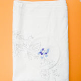 White Floral Tablecloth Stamped for Embroidery, Started - 34" Square