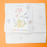 Regina White Floral Stamped Embroidery Pattern Panel