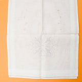 White Floral Linen Table Runner, Stamped for Embroidery - 16" x 38"