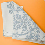 Off-White Oval German Tablecloth with Pre-Printed Design, Ready to Cross Stitch or Embroider - 55" x 80"