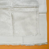 White Satin Lined Brocade Scarf - 18" x 72"