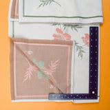 Off-White, Pink, Green + Brown Floral Ekelund Jacquard Woven Tablecloth - 32" x 32"