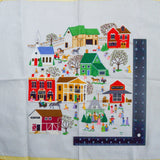 Charming Neighborhood Cross Stitched Panel