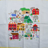 Charming Neighborhood Cross Stitched Panel