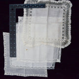 Vintage White Handkerchiefs with Lace Trim - Set of 4