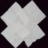 Vintage White Embroidered Handkerchiefs - Set of 4