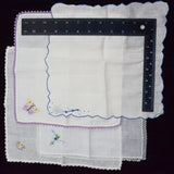 Vintage Embroidered Handkerchiefs - Set of 4
