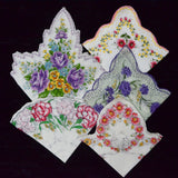 Vintage Colorful Floral Print Handkerchiefs - Set of 5