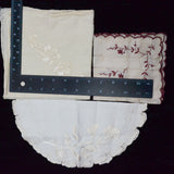 Vintage White + Beige Embroidered Linens - Set of 3