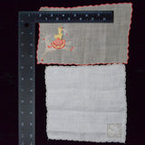 Vintage Tiny Applique + Openwork Border Handkerchiefs - Set of 2