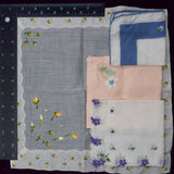 Vintage Floral Embroidered Handkerchiefs - Set of 4