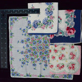 Vintage Floral Print Handkerchiefs - Set of 4