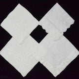 Vintage White Embroidered Handkerchiefs - Set of 4