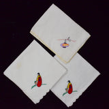 Vintage Embroidered Handkerchiefs - Set of 3