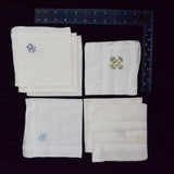 Vintage White Monogrammed Embroidered Handkerchiefs - Set of 7