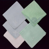 Vintage Pastel Handkerchiefs - Set of 5
