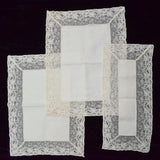 White Handkerchiefs or Doilies with Lace Trim - Set of 3