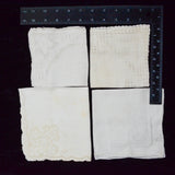 Vintage White Filet Lace + Openwork Handkerchiefs - Set of 4