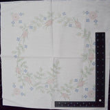 White Fabric Panel with Floral Wreath Stamped Embroidery Pattern - 18" x 18"
