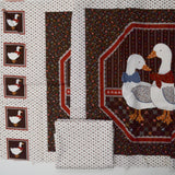 White, Brown + Red Duck Print Fabric Panel with Backing Fabric for Pillow, 17" x 44" - 2 Pieces