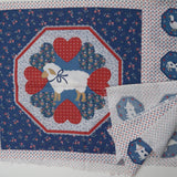 White, Blue + Red Sheep Cheater Quilt Block Print Fabric Panel - 34" x 44"