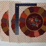 White + Brown Floral Print Cheater Quilt Block Fabric Panel - 16" x 45"