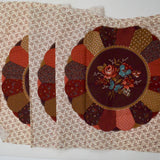 White + Brown Floral Print Cheater Quilt Block Fabric Panel - 16" x 45"