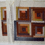 White + Brown Log Cabin Cut & Sew Cheater Quilt Pillow Fabric Panel - 17" x 42"