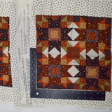 White + Brown Quilt Block Print Cut & Sew Cheater Quilt Pillow Fabric Panel - 17" x 46"