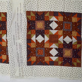 White + Brown Quilt Block Print Cut & Sew Cheater Quilt Pillow Fabric Panel - 17" x 46"