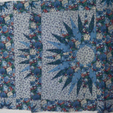 Blue + Green Cheater Quilt Block Print Fabric Panel - 18" x 45"
