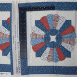 Red, White + Blue Cheater Quilt Block Print Cut & Sew Pillow Fabric Panel - 17" x 42"