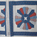Red, White + Blue Cheater Quilt Block Print Cut & Sew Pillow Fabric Panel - 17" x 42"