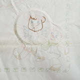 White Fabric Panel with Teddy Bear Printed Embroidery Pattern, Started - 35" x 48"