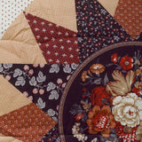 Brown + White Floral Cheater Quilt Block Print Fabric Panel - 36" x 44"