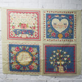 Beige, Blue + Red Country Home Fabric Panel - 36" x 41"
