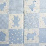 White + Blue Farm Animal Print Wholecloth Quilt Top Fabric Panel - 35" x 44"