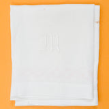White + Light Pink "M" Monogrammed Napkin - 19" x 32"